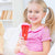 Echo microphone toys blue and red on white background