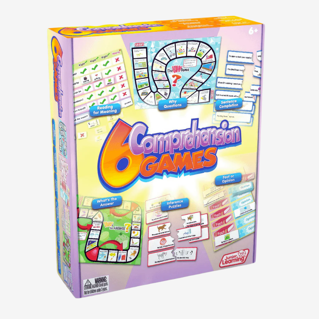 6 Comprehension Games by Junior Learning 856258003733 box on white background