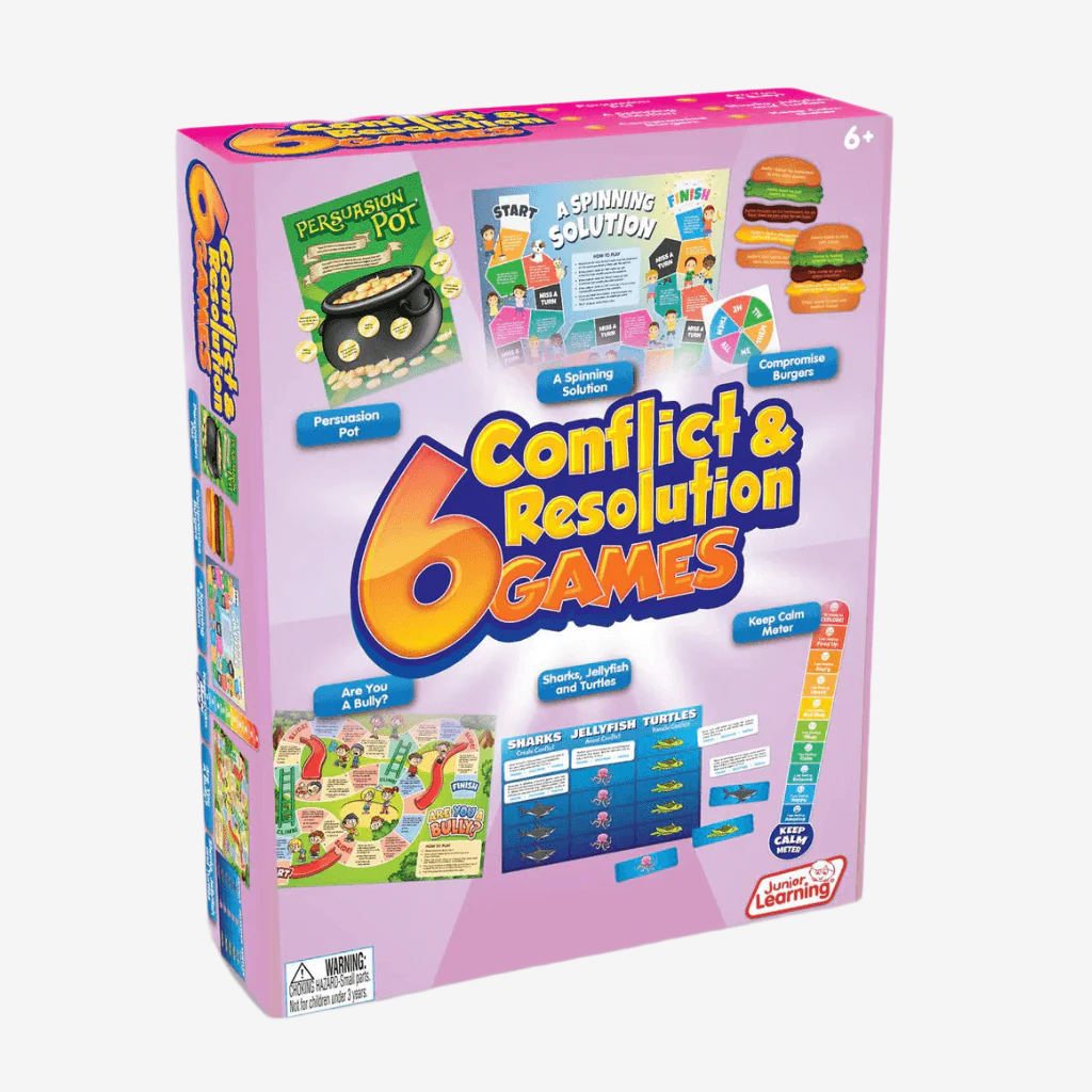 6 Conflict &amp; Resolution Games by Junior Learning 858426007918 box on white background