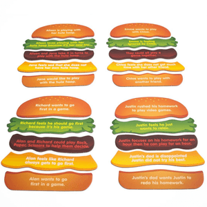 6 Conflict & Resolution Games by Junior Learning compromise burgers on white background