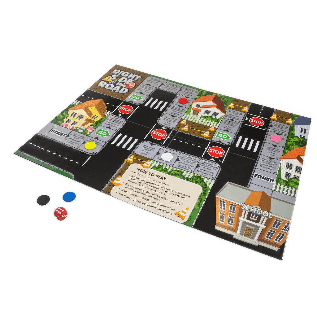 6 Health and Wellbeing Games educational board games set showing road safety learning activity for children