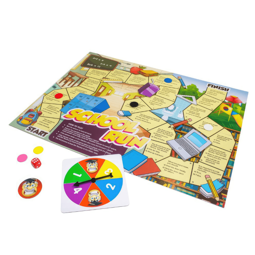 6 Health and Wellbeing Games social emotional learning board game set showing school rules activity