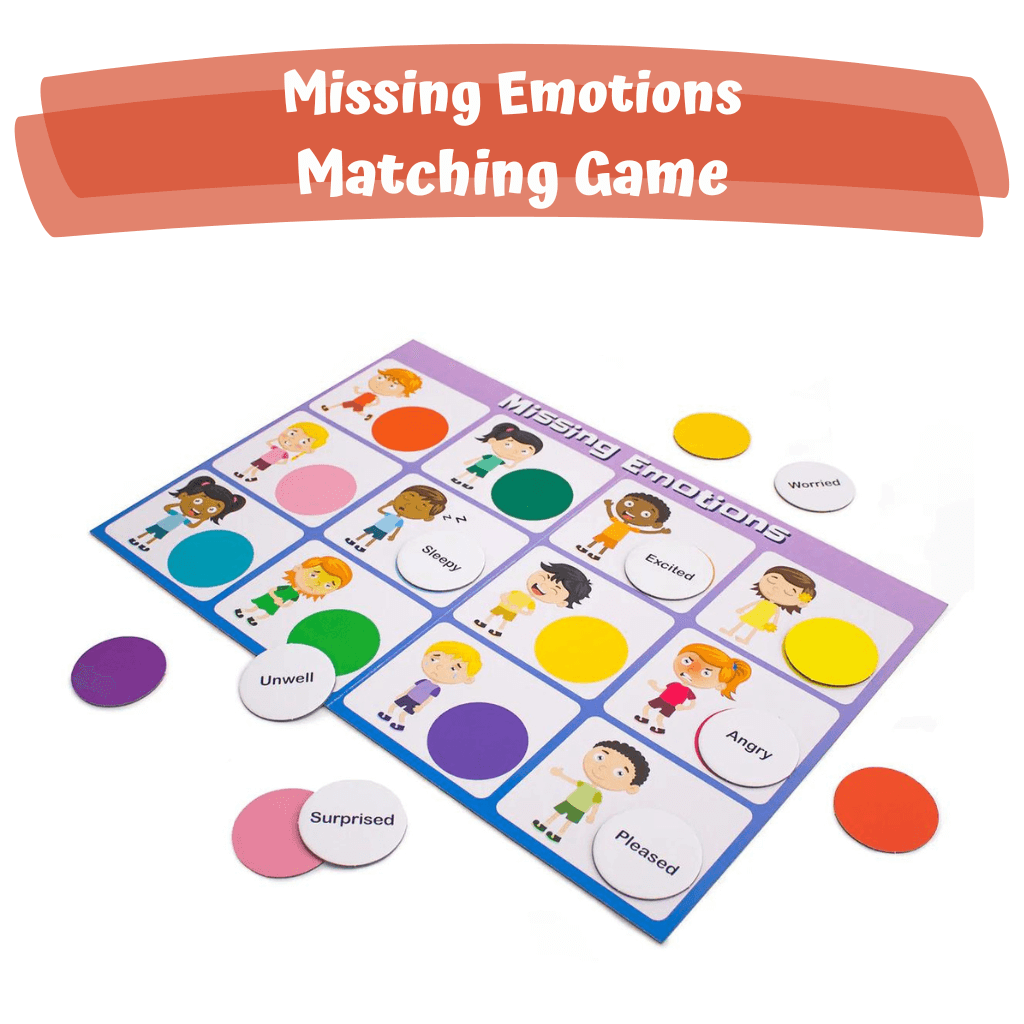 6 Social Skills Games by Junior Learning Missing Emotions matching game on white background