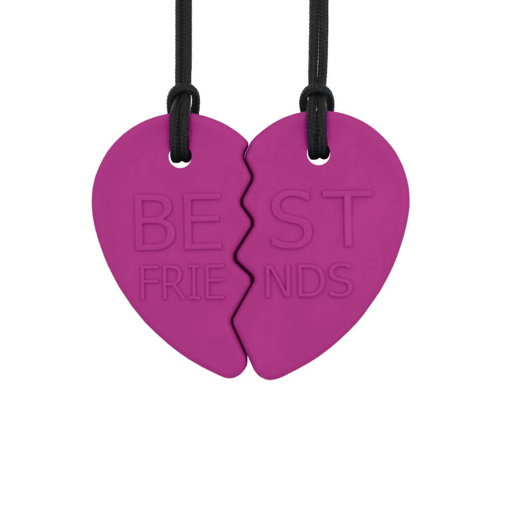 Ark's best friends split heart chewelry set magenta standard on white background