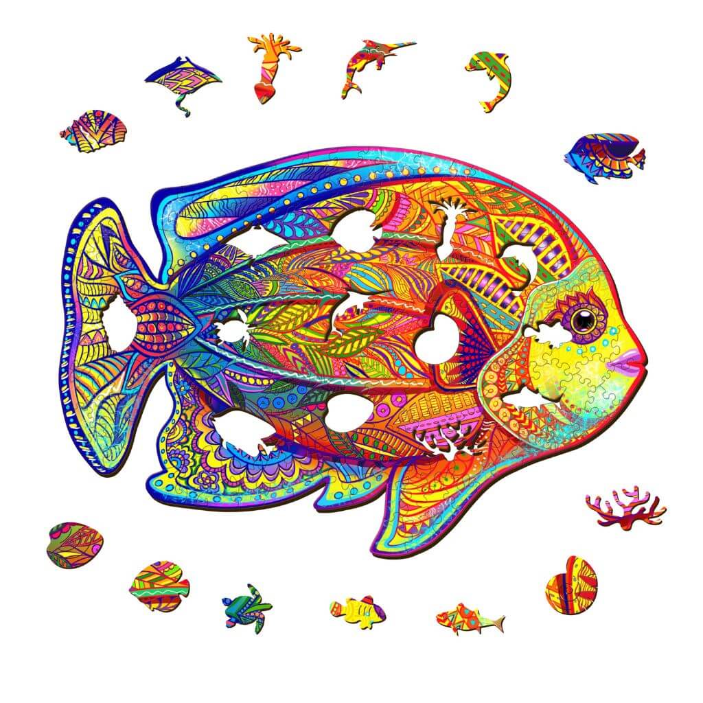 Wooden Puzzle – Fish  Jigsaw Puzzles for Adults Australia - Sensory Stand