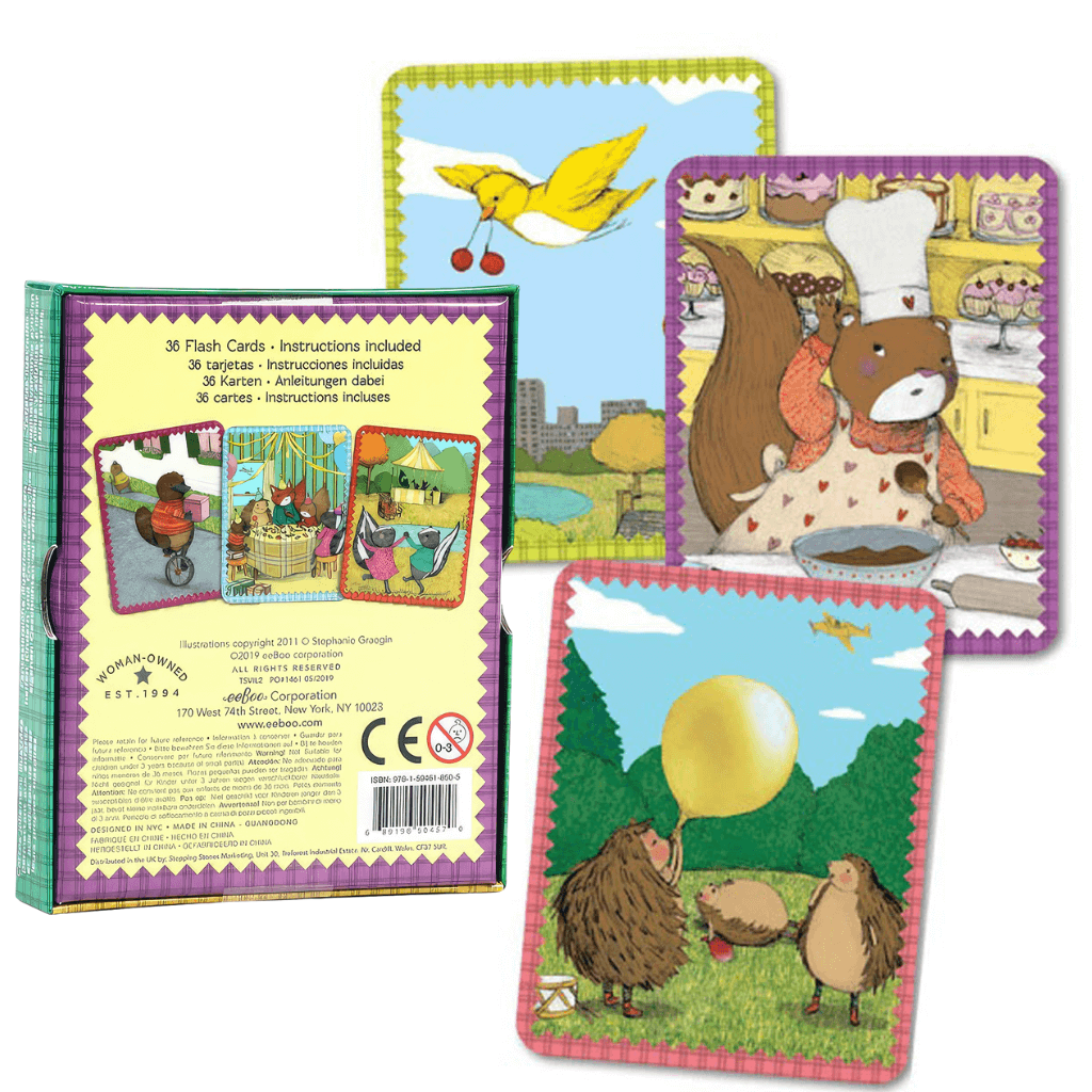 Animal Village Create a Story Cards Game and box by eeBoo on white background