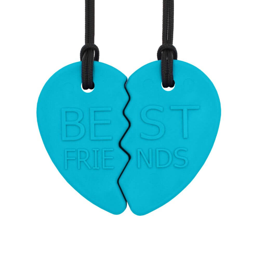 Ark's best friends split heart chew necklaces teal xt medium on white background