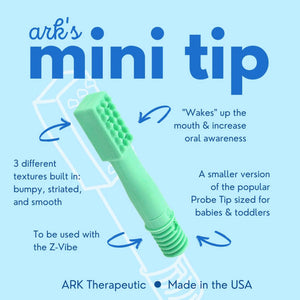 Ark Therapeutic Mini Tip for Z Vibe info graphic on blue background