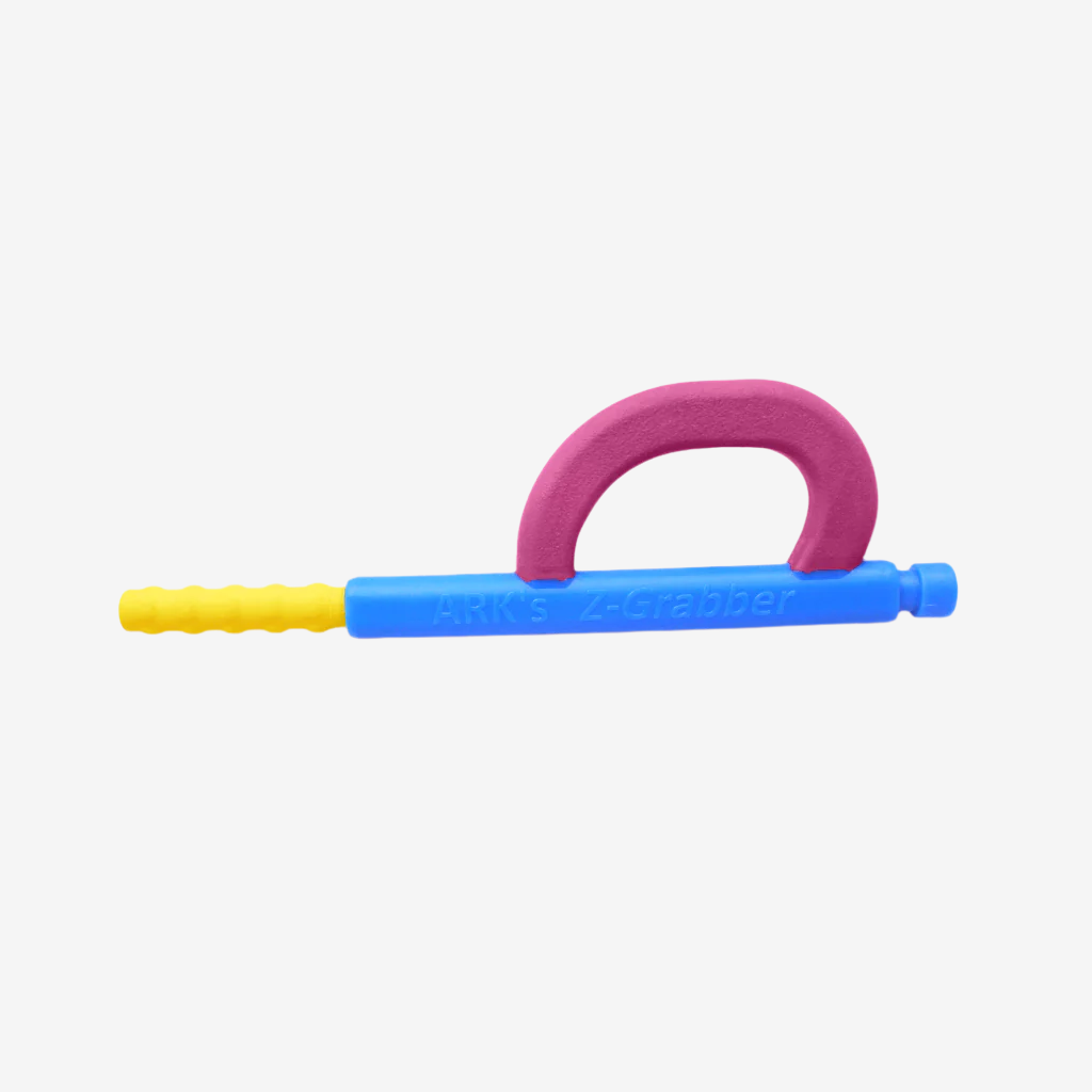Ark&#39;s Z-Grabber vibrating therapy tool with textured Bite-n-Chew tip XL on white background