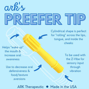 Ark Therapeutic Z-Vibe Preefer Tip yellow info graphic 