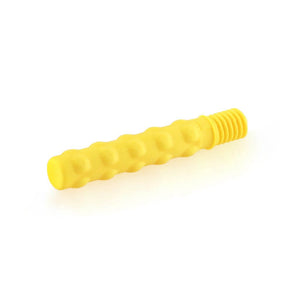 Ark's Z-Vibe Textured Bite-n-Chew Tip XL yellow on a white background