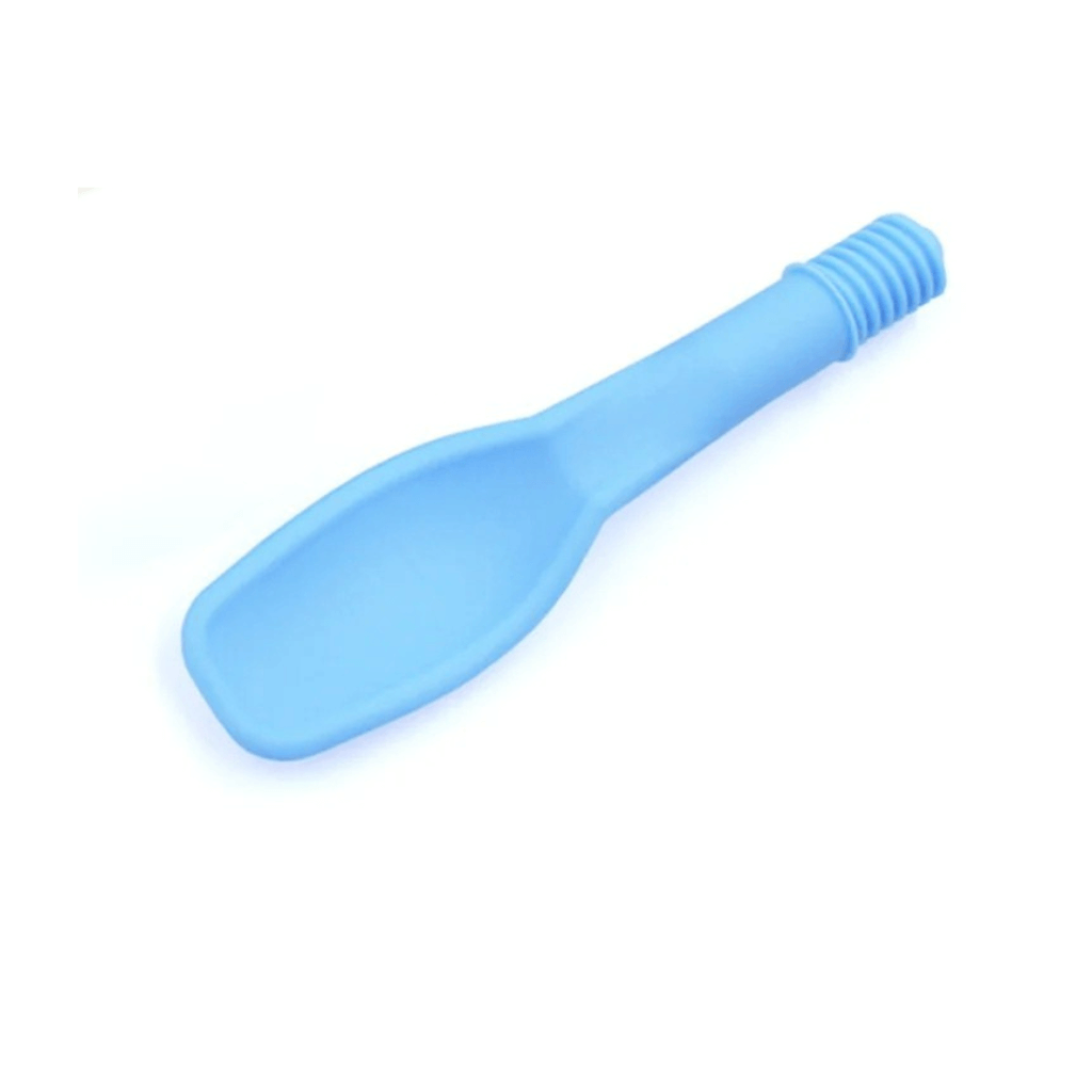 Blue spoon on a white background