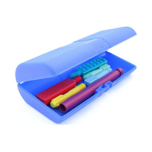 Ark Z-Vibe storage case blue with open lid on white background