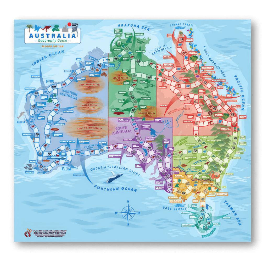 Australia Geography Game Board by Knowledge Builder Second Edition on white background