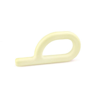 Yellow baby grabber from Ark  teething toy on white background