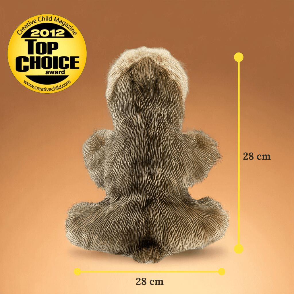 Folkmanis baby sloth hand puppet on white background