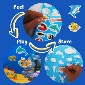 Barrier game ocean reusable sticker book info graphic
