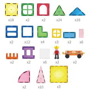 Best magnetic tiles with 120 pieces on white background