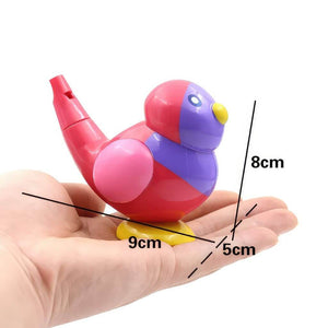 Bird water whistle with dimensions on a palm