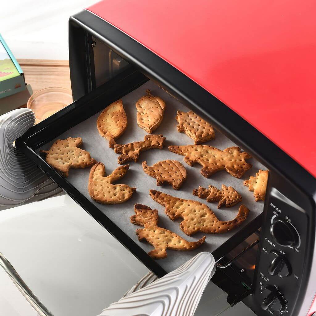 Biscuits cut with animal cookie cutters