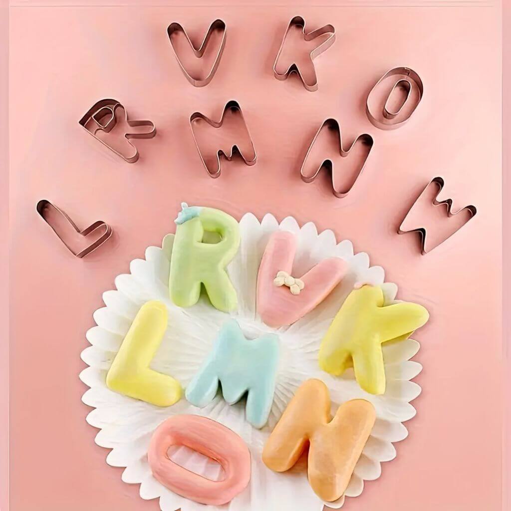 Biscuits and letter cookie cutters