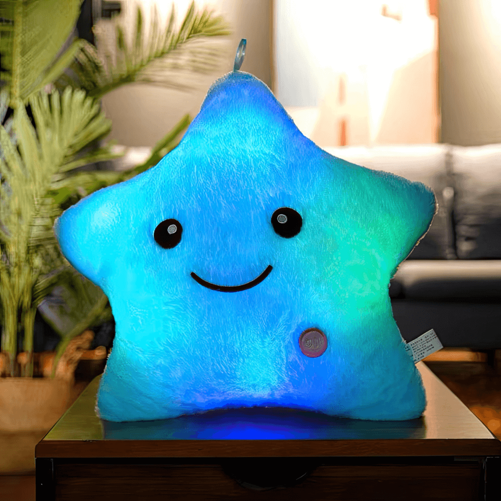 Blue glowing pillow