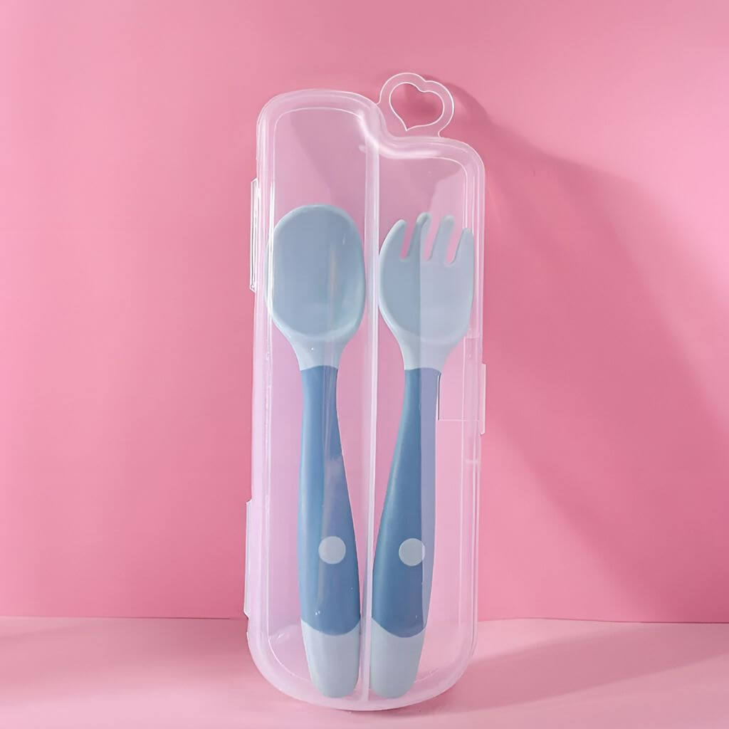 2-PCS Silicone Spoon for Baby Utensils Set Auxiliary Food Toddler Learn To Eat Training Bendable Soft Fork Infant Children Tableware