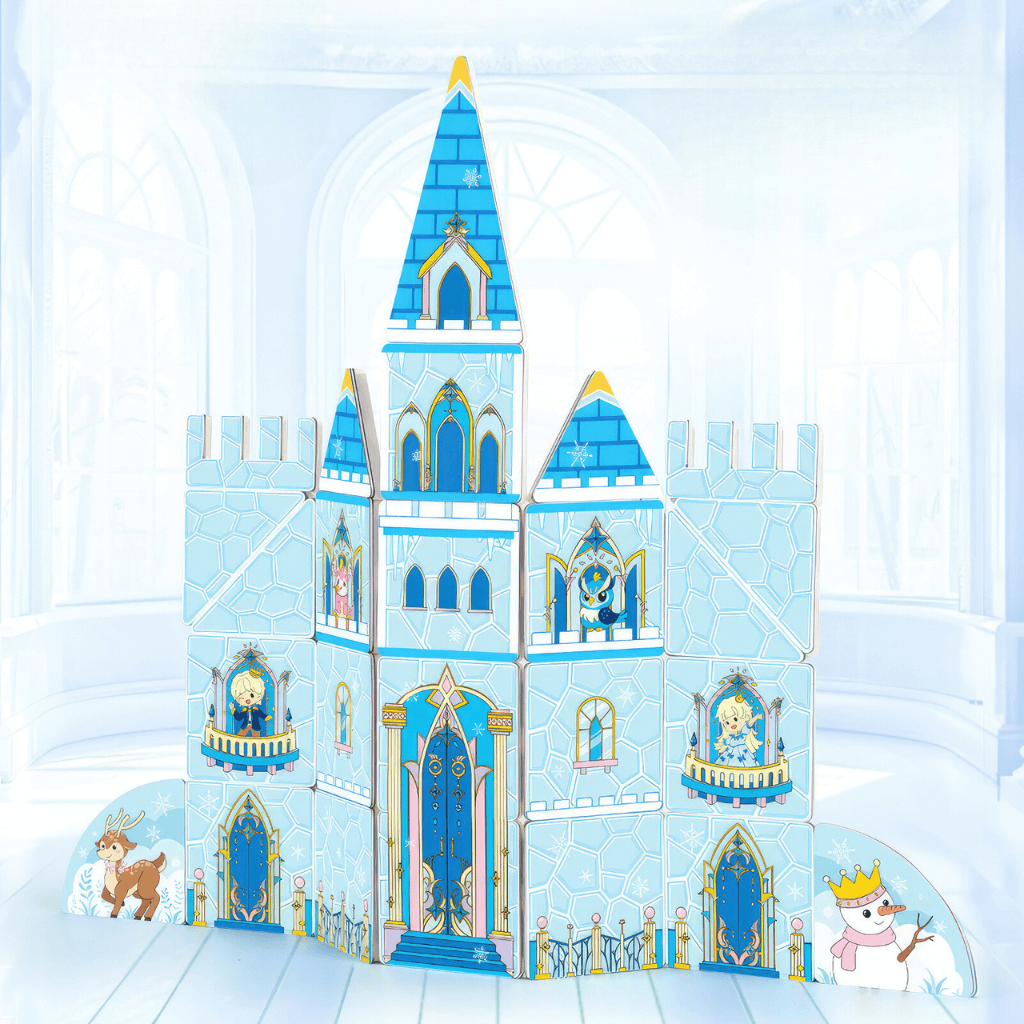 Blue princess magnetic tiles castle