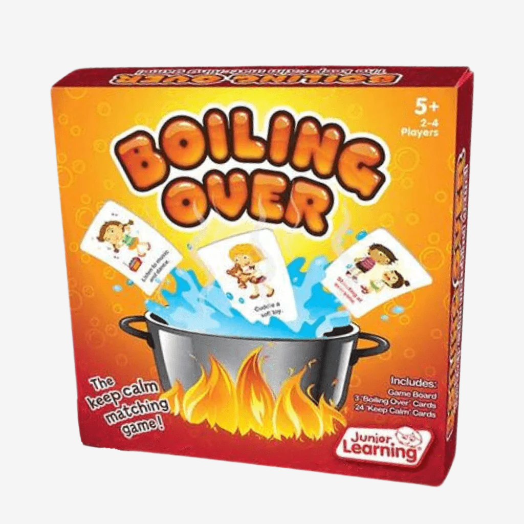 Boiling over board game by Junior Learning 858426007994 box on white background
