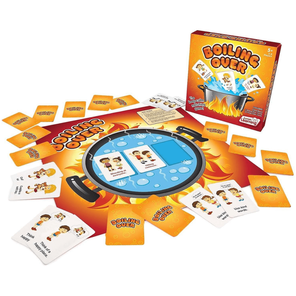 Boiling over board game by Junior Learning 858426007994 box on white background