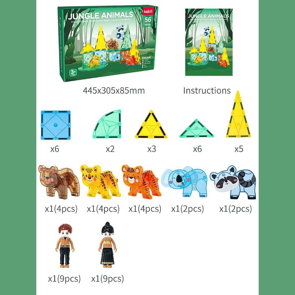  Magnetic blocks with animals box contents