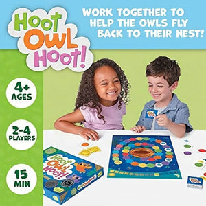 Boy and girl playing Hoot Owl Hoot cooperative game by MindWare