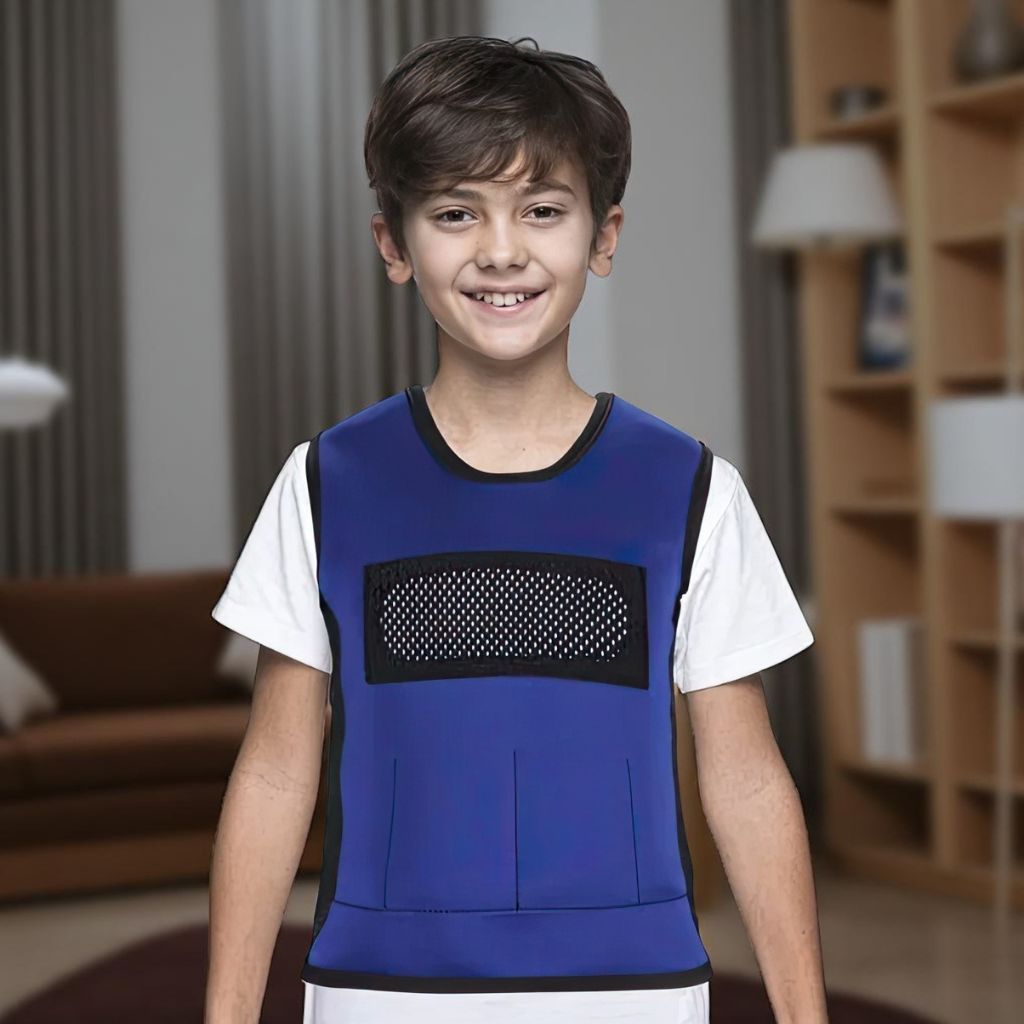 Boy wearing a weighted vest for Autism in Australia 