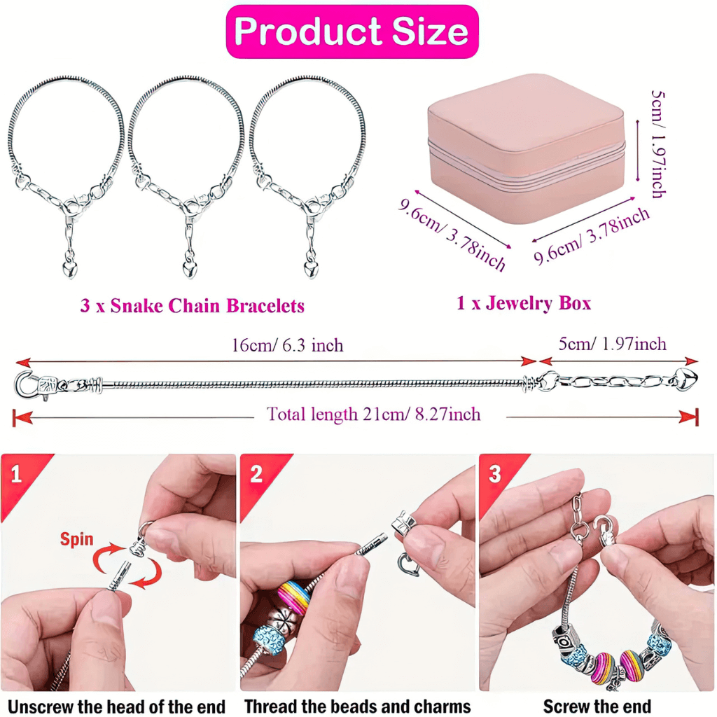 Bracelet making kit info graphic