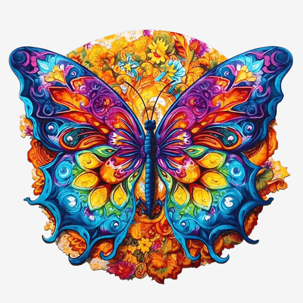 Butterfly puzzle on white background