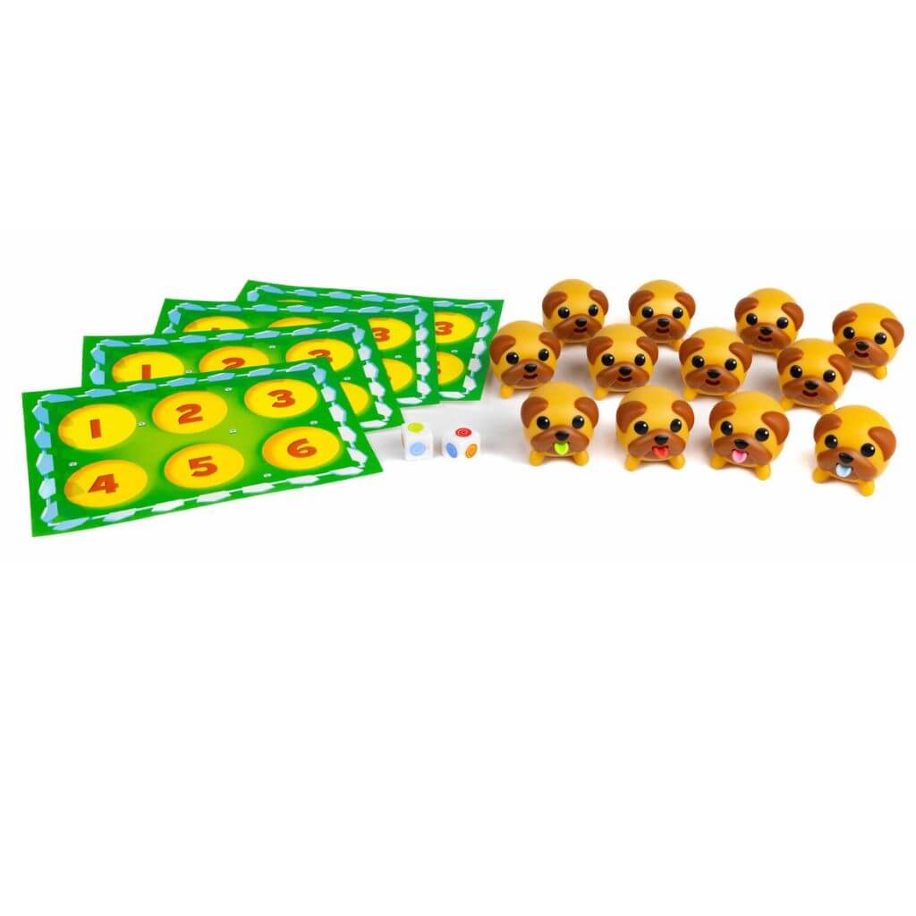 Cards dice pugs Blue Orange Tongues Out
