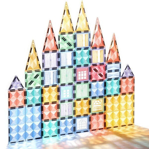 Castle made of the best magnetic tiles in Australia with light shining through