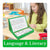 Child using a language and literacy educational tool in a classroom setting