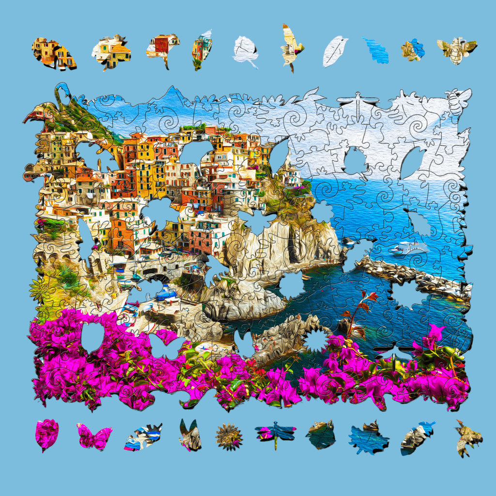 Cinque Terre  puzzle with animal shaped pieces