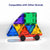 Colourful magnetic tiles car on white background