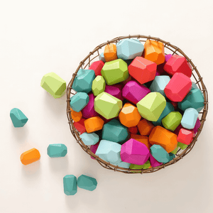 Colorful stacking stones in a bowl