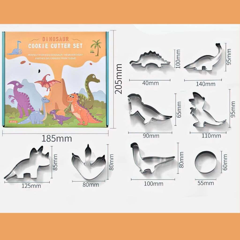 Cookie cutters dinosaur dimensions