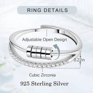 Cubic zirconia silver ring for anxiety info graphic