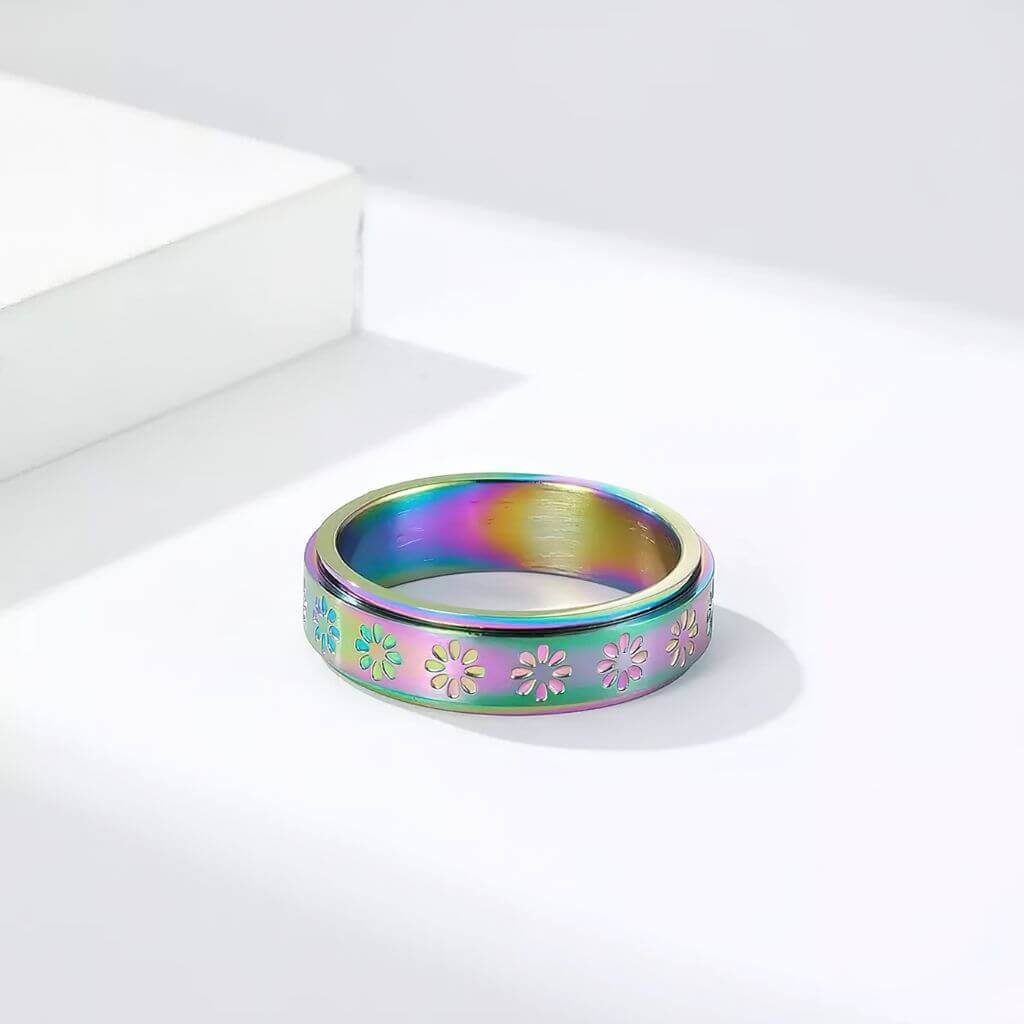 Daisy ring rainbow on white background