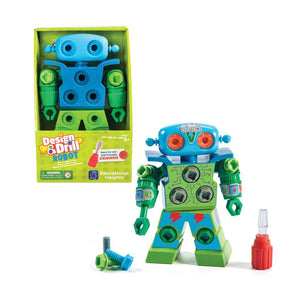Design and Drill Robot by Educational Insights box and toy on white background