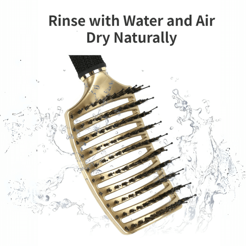 Detangling brush for curly hair gold info graphic