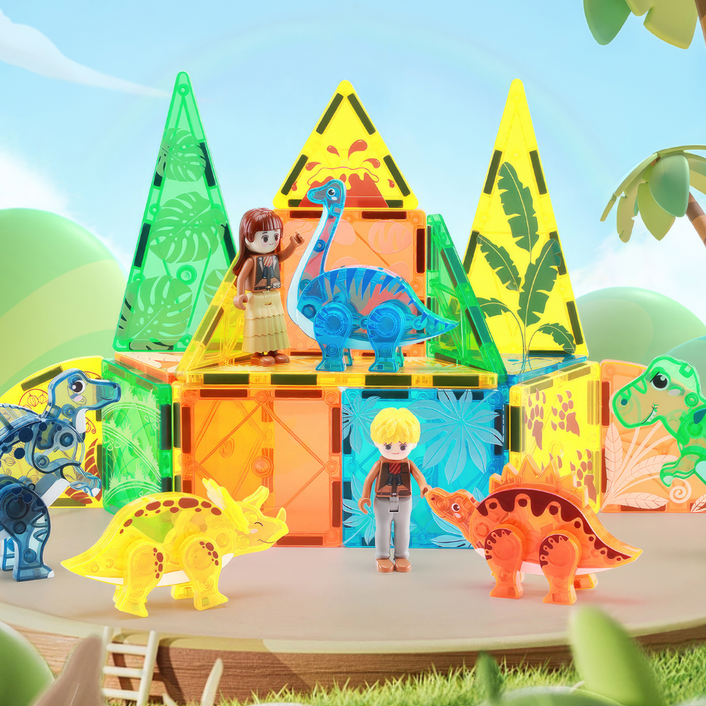 Dino world magnetic tiles by Kebo