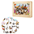 Dogs puzzle with animal shaped pieces and box on white background