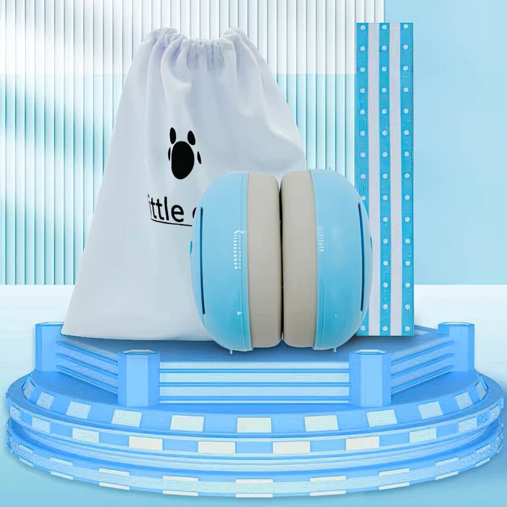 Ear muffs infant on a piedestal