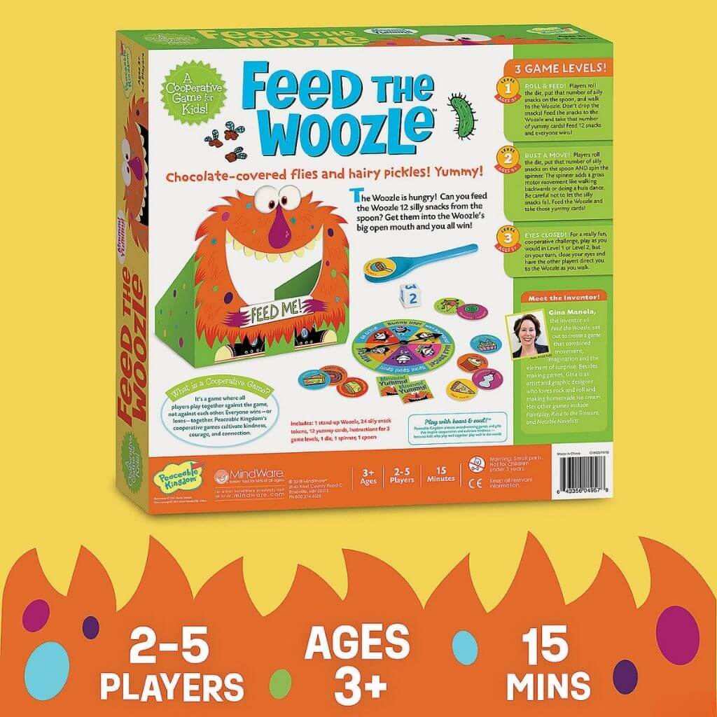 Feed the Woozle cooperative board game by Peaceable Kingdom on white background